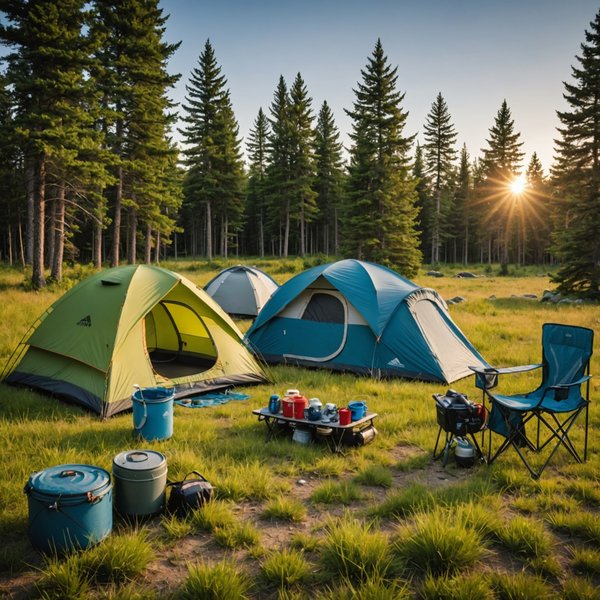Quels sont les équipements nécessaires pour un camping en région de prairies en été?